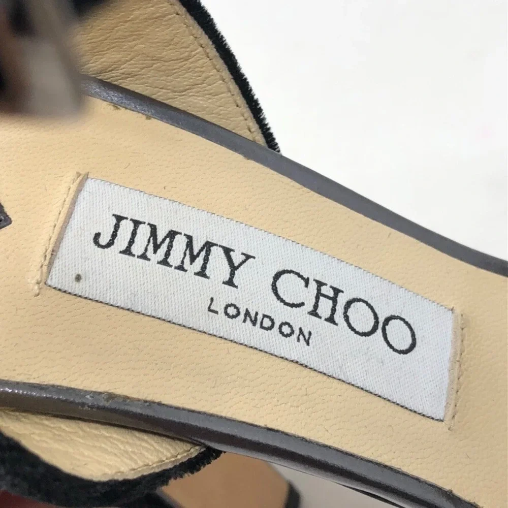 Jimmy Choo‎ Platform Velvet Ankle Strap Stiletto Heels Womens 38.5 8 Going Out